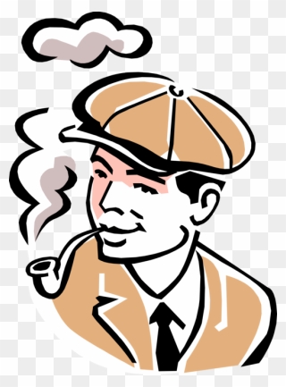 Vector Pipe Smoking - Cartoon Man Smoking Pipe Clipart