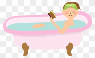 Bathing Woman Reading Book Clipart - Bathtub - Png Download