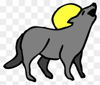 Moon, Sun, Cartoon, Animal, Coyote, Howling - Clip Art Coyote - Png Download