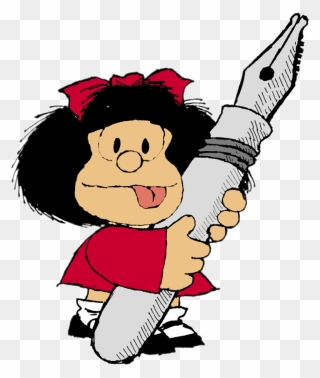 Mafalda Holding Giant Pen - Mafalda Png Clipart
