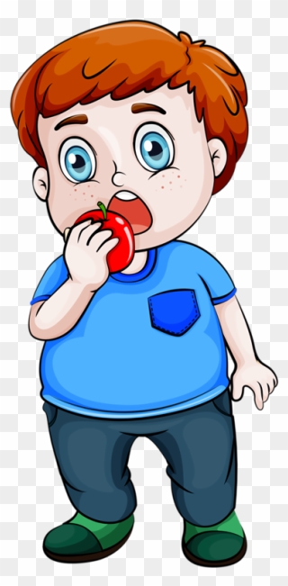 Cartoon Eating Apple Clipart