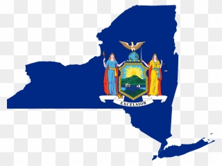 Clip Art New York State - New York State Outline With Flag - Png Download
