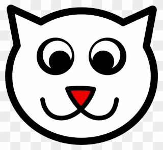 Cute Cat Face Clipart - Cat Face Clipart Black And White - Png Download