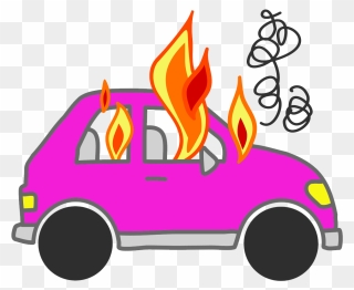 Cars On Fire Clipart - Cartoon Car On Fire - Png Download