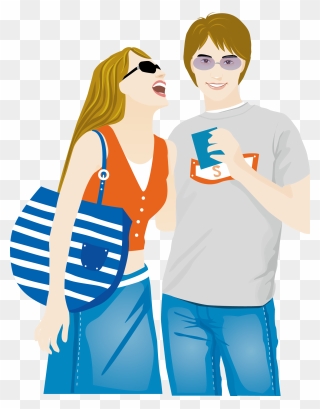 Shopping Transparent Couple - Couple Shopping Cartoon Png Clipart