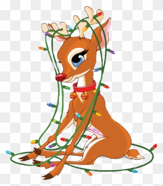 #christmaslights #challenge #christmas #december #deer - Rudolph With Lights Clipart