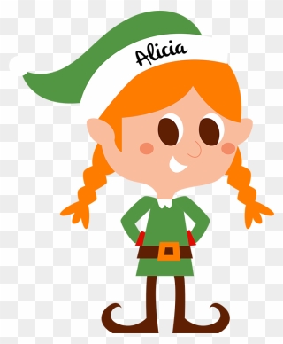 Female Elf Customisable Christmas Sticker - Cartoon Clipart