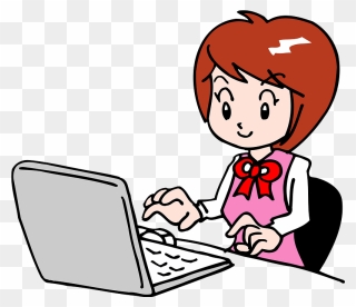 Business Woman Laptop Computer Clipart - Cartoon - Png Download