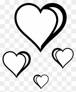 Line Of Hearts Clip Art - Love Heart Clipart Black And White - Png Download