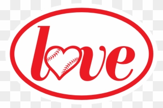 Custom Love Baseball Or Softball Oval Sticker - Graphic Design Clipart