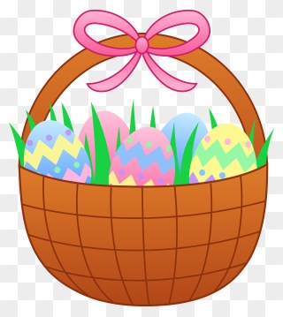 Easter Bunny Easter Basket Clip Art - Easter Basket With Eggs - Png Download