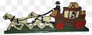 Cast Iron Door Stop Vintage Horse Drawn Carriage Painted - Doorstop Clipart