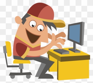 Illustrator Clip Art - Person On Computer Graphic - Png Download
