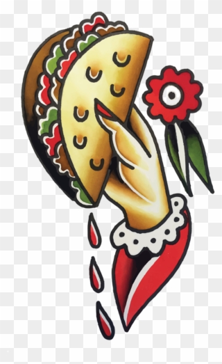 Taco To Go - American Traditional Taco Tattoo Clipart