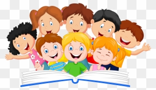Kids Reading Clipart - Children Reading Clipart - Png Download