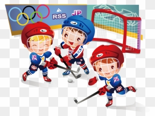 Olympic Games Clipart Child - Ice Hockey Players Cartoon - Png Download