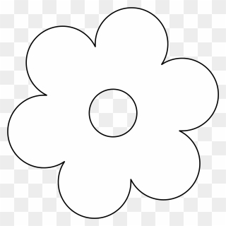 Retro Flower 6 Black White Line Art Twitter Valentine - Flower White Clip Art - Png Download