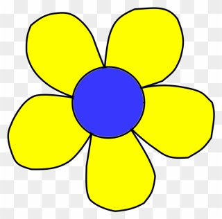Blue Flower Clipart Flower Head - Yellow And Blue Cartoon Flower - Png Download