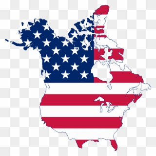 Flag Map Of Canada And United States - Usa And Canada United Clipart