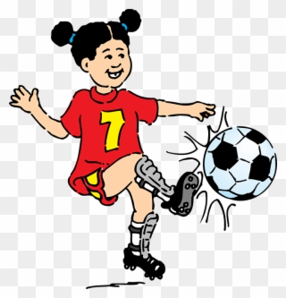 Football Girl - Girl Playing Football Clipart - Png Download