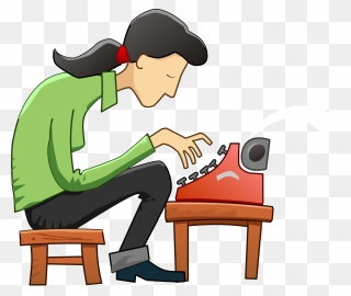 “dying Is Easy, Comedy Is Hard - Girl Using Typewriter In Clipart - Png Download