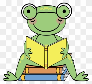 Frog Reading Clipart - Frog Reading Cartoon - Png Download