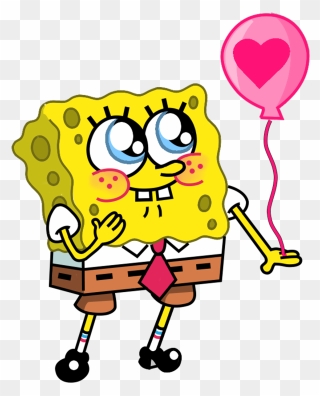 Image Result For Its My Birthday Spongebob Clip Art - Spongebob With A Heart - Png Download