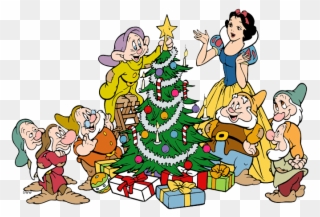 New Snow White, Dwarfs Decorating Christmas Tree - Snow White And The Seven Dwarfs Clipart - Png Download