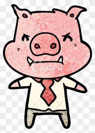 Boss Drawing Pig - Pig Kicking Cartoon Clipart