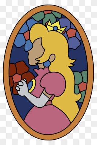 Princess Stained Glass Window From Super Mario - Mario 64 Peach Stained Glass Clipart
