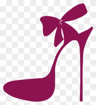 Pink Clipart Stilettos - Stiletto With Bow Silhouette - Png Download