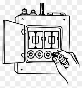 Illustration Of Residential Electrical Fuse Box Installation - Safety At Home Outline Clipart
