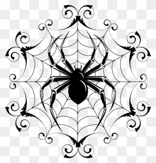 Graphic Freeuse Stock Chrysanthemums Drawing Spider - Halloween Spider Web Drawings Clipart
