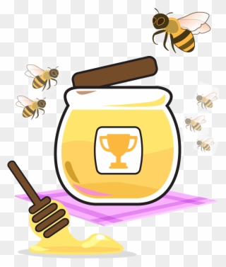 Bees And Honey Jar - Bee Clipart