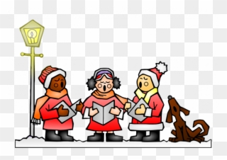 Clip Library Christmas Carolers In Red - Christmas Caroling - Png Download