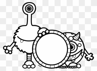 Two Cute Monsters Holding A Mirror - Mirror Clipart