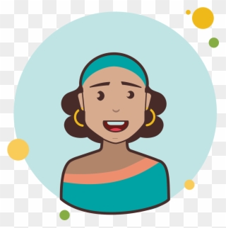 Brown Curly Hair Lady With Earrings Icon - Bag Clipart