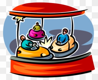 Vector Illustration Of Bumper Car Amusement Ride At - Bumper Cars Clipart - Png Download