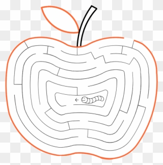 Apple Maze Game For Kids Workbook - Openclipart - Png Download