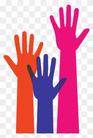 Orange, Purple, And Pink Raised Hands - Vector Graphics Clipart - Full ...