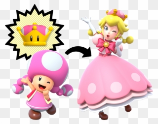 In The Deluxe Port Of New Super Mario Bros - Pink Mushroom Crown Mario Clipart