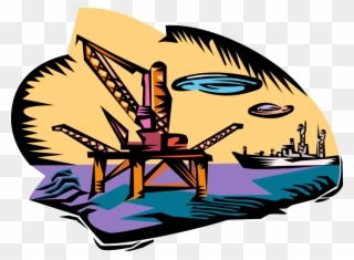 Vector Illustration Of Offshore Petroleum Fossil Fuel Clipart