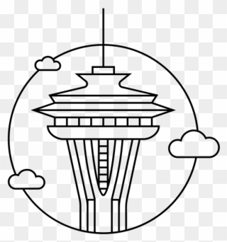 Seattle Rubber Stamp - Space Needle Coloring Page Clipart