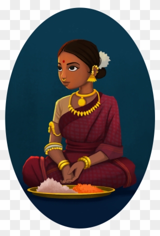 Indian Girl Selling Flowers Character Design My - Indian Girl Character Design Clipart