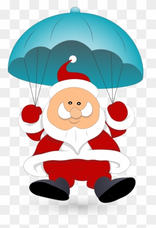 Santa Clipart Parachute - Santa Claus In Parachute - Png Download