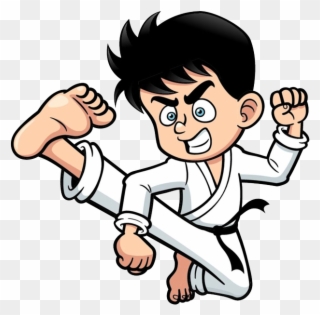 Taekwondo Drawing Boy - Karate Kick Cartoon Clipart