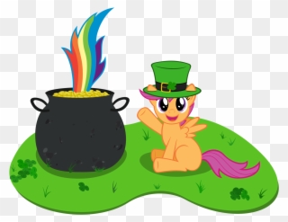 Pot Of Gold At The - Rainbow With Pot Of Gold Clipart