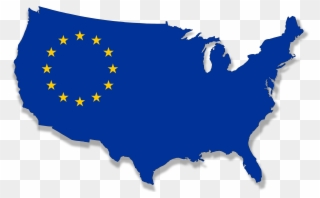Us-europe Flag Map Clip Art Download - Europe Map And Flag - Png Download