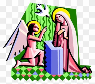 Vector Illustration Of Spiritual Angel Gabriel With - Mary Clipart