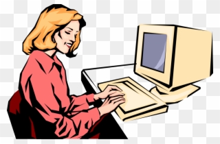 Entrepreneur Works At Computer Vector Image Illustration - Working Woman Clipart Png Transparent Png